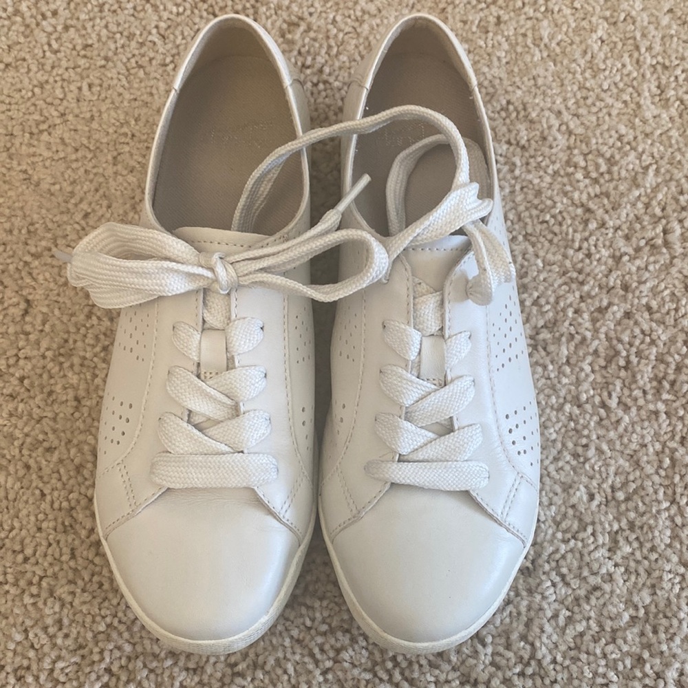 Dansko White Leather Lace-Up Sneakers